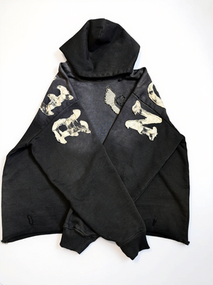 NO RELIGION Sweatsuit - hoodie front with denim appliques